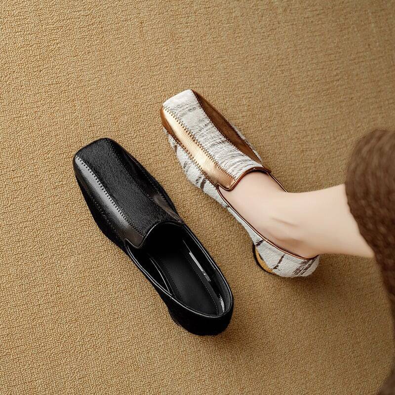 CHIKO Abby Square Toe Curve Heels Loafers Shoes