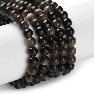 Natural Silver Obsidian Beads Strands