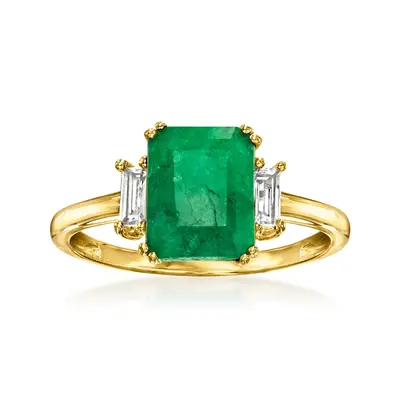 10K Gold 2 to 7 CT Lab Created Emerald & 0.3 CT White Topaz Emerald Cut Custom Anniversary Promise Band