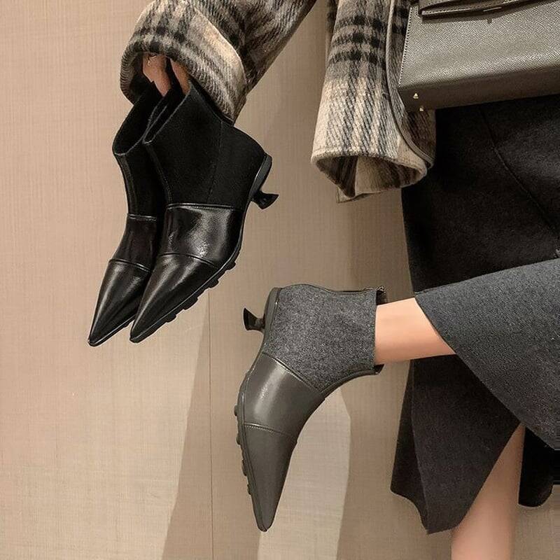 CHIKO Alabama Pointy Toe Kitten Heels Ankle Boots