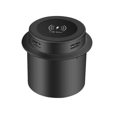 Fast Qi Wireless Charger Embedded in Desk/Table Dual USB Charging Port Universal