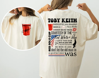 Toby Keith Song & Lyris TShirt, Courtesy of the Red, White and Blue In 4th of July Sweatshirt Hoodie