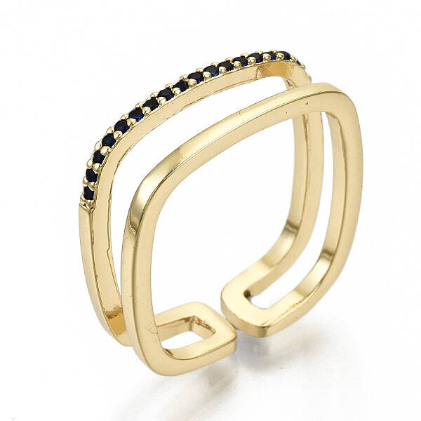 Brass Micro Pave Cubic Zirconia Cuff Rings