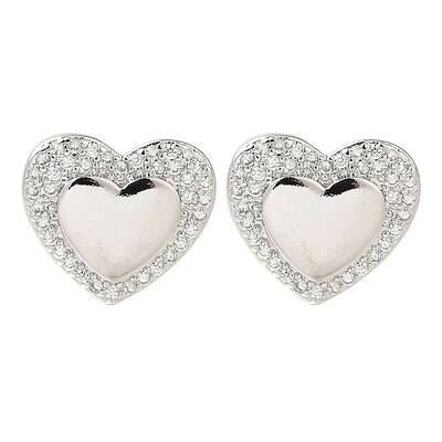 Brass Pave Clear Cubic Zirconia Stud Earrings