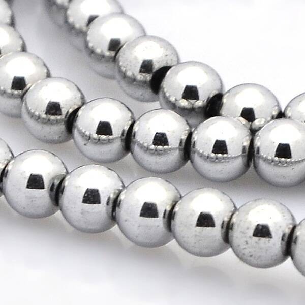 Round Non-magnetic Synthetic Hematite Beads Strands