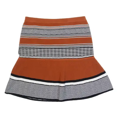 FREE PEOPLE Womens Flare Skirt Brown Short Striped M