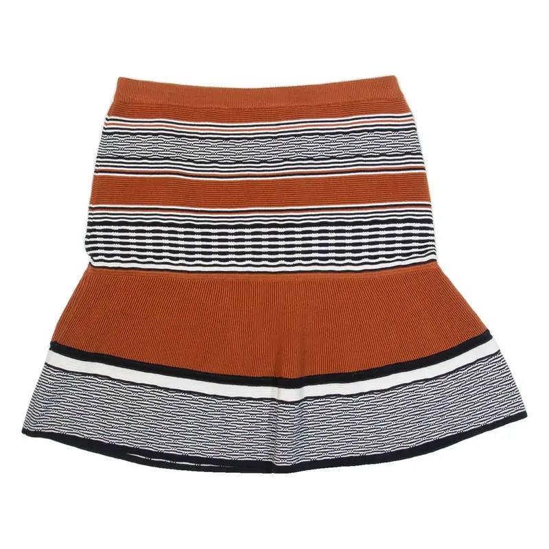 FREE PEOPLE Womens Flare Skirt Brown Short Striped M