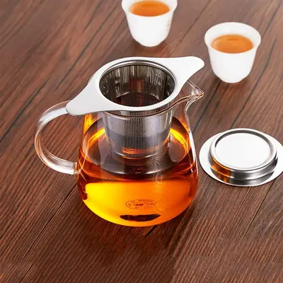 1 Piece Tea Infuser, 304 Stainless Steel Tea Strainer, Double Handle Tea Strainer with Lid, Tea Coffee Infuser with Dense Mes...