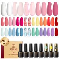 ROSALIND Pastel Gel Nail Polish Set, 23PCS White Pink Blue Gel Polish with Gel Base Top Coat Macaron Spring Summer Collection...
