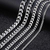 3/5/7/9/11mm Men's Silver Color Necklace Stainless Steel Cuban Link Chain For Mens Womens Basic Chokers 18-30inch Valentine B...