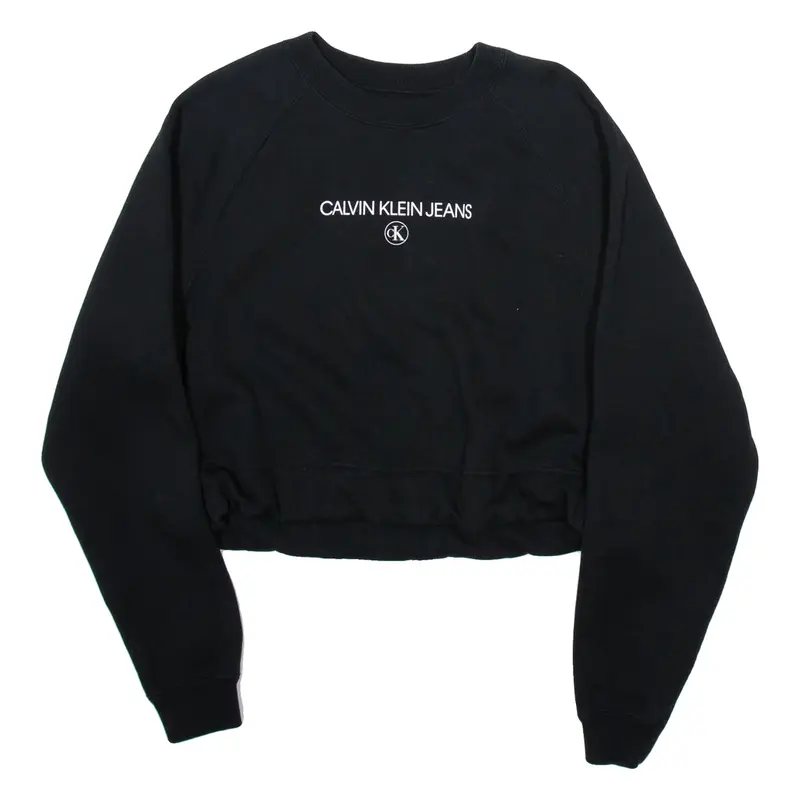 CALVIN KLEIN JEANS Cropped Womens Sweatshirt Black XS