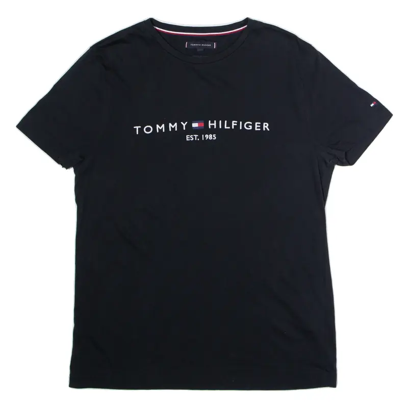 TOMMY HILFIGER Mens T-Shirt Black Crew Neck M