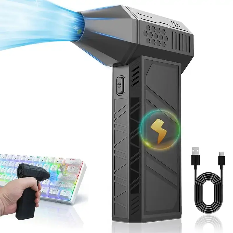 Portable Mini Jet Fan, 3-speed Adjustable Rechargeable Car Dryer, Cordless Hair Dryer, Car Dryer, Suitable for Cars, Computer...