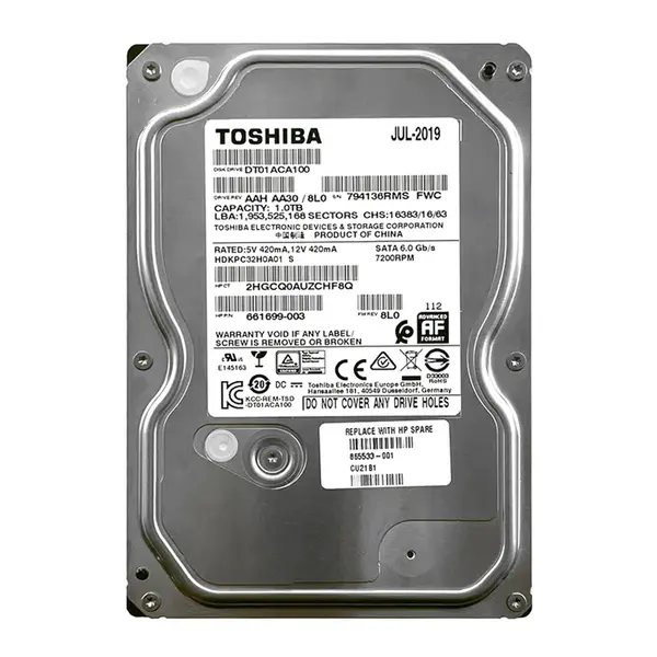 865533-001 HP 1TB 7200RPM SATA 6Gb/s 3.5-Inch Internal Hard Drive