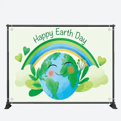 Green Rainbow Happy Earth Day Party Backdrop Decor - Aperturee