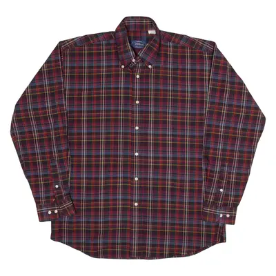 YVES DORSEY Shirt Red Check Long Sleeve Mens XL