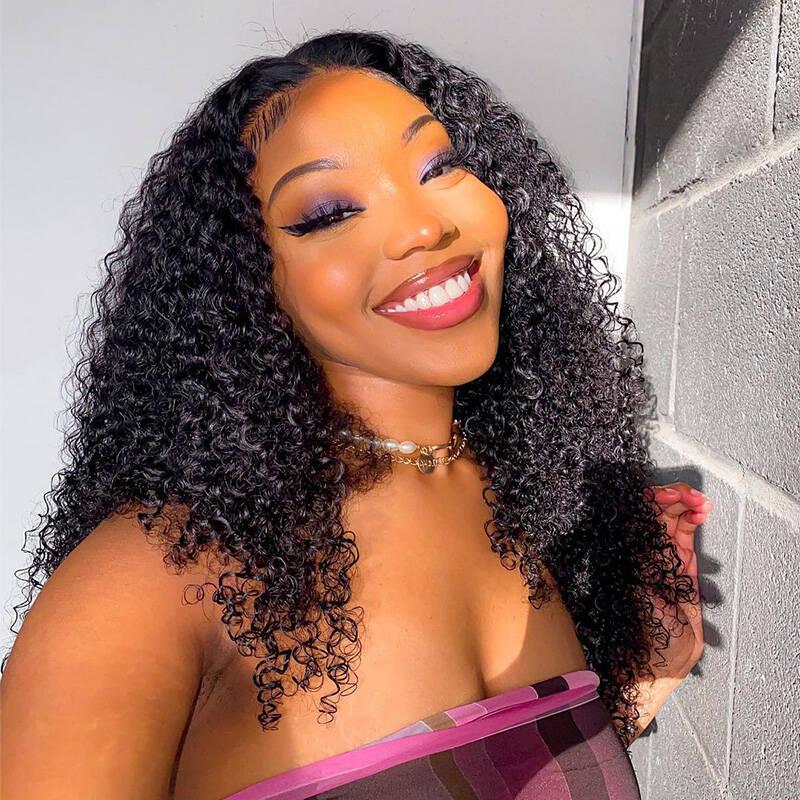 ISEE HAIR Kinky Curly Lace Front Wig Pre Plucked Natural Hair Liner 100% Human Virgin Hair Wigs