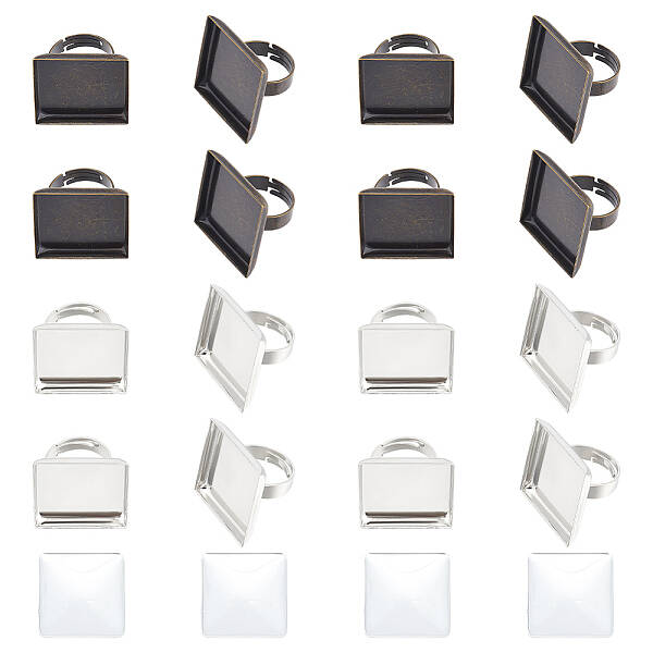 DIY Blank Square Adjustable Ring Making Kit