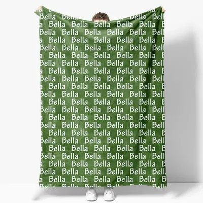 Aperturee Army Green White Repeated Personalized Name Blanket, 30x40in(76x102cm), 26 USD, DMBD1X82-S, name blankets