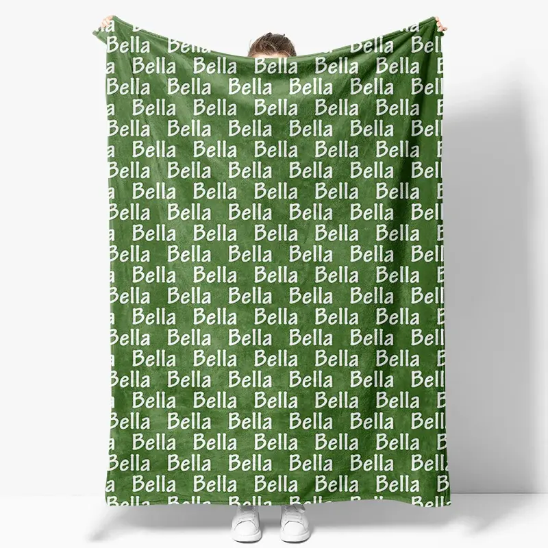 Aperturee Army Green White Repeated Personalized Name Blanket, 30x40in(76x102cm), 26 USD, DMBD1X82-S, name blankets
