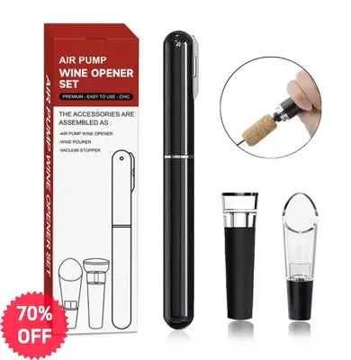 Air Pump Wine Opener Set with Vacuum Stopper & Drip-Free Pourer – All-in-One Kit for Home, Restaurant & Gifting – Perfect...