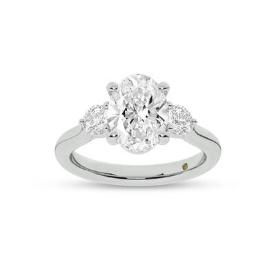 Aevum Classic Three Stone Oval Lab Grown Diamond Engagement Ring | 14K White Gold 3 CT. TW.