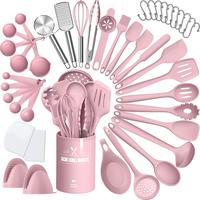 LIMITLESS 43-Pcs Silicone Kitchen Utensil Set - Heat Resistant, BPA-Free, Nonstick, Dishwasher Safe, Stainless Steel Core, Ea...