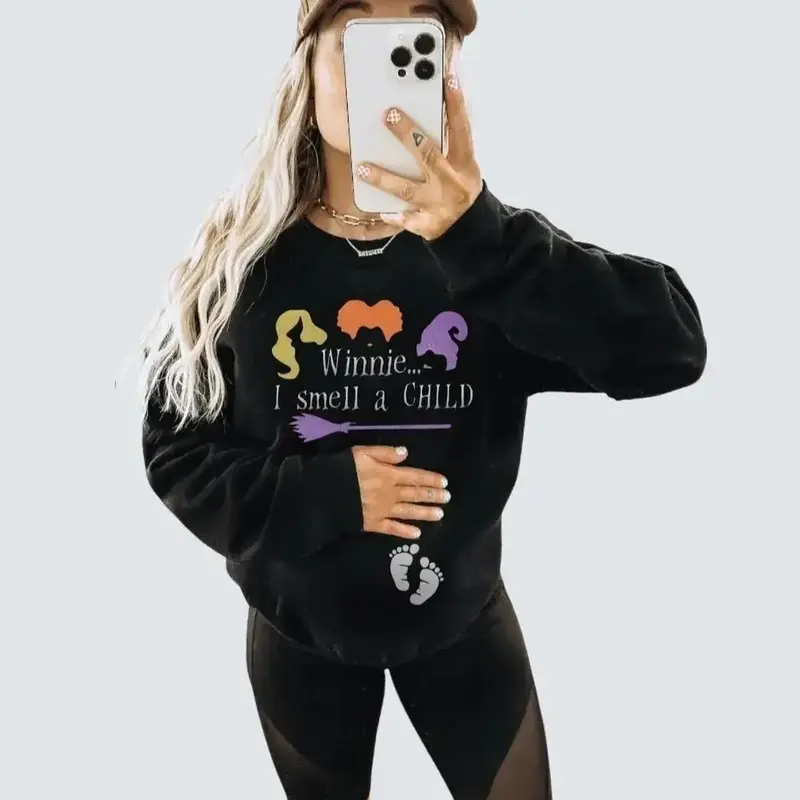 pregnancy sweater winnie i smell a child,  pregnancy announcement, halloween sweater, pregnancy sweatshirt