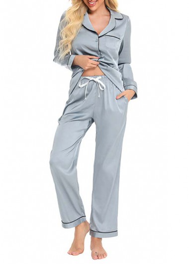 Modlily Dark Grey Long Sleeve Lounge Top and Pants - 2XL