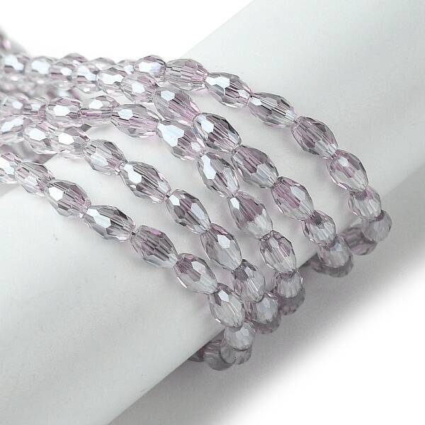 Transparent Electroplate Glass Beads Strands