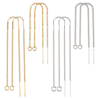 8Pcs 4 Style Brass Stud Earring Findings