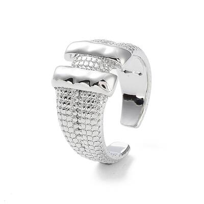 Rectangle Shape Rack Plating Brass Open Cuff Ring for Women