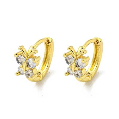 Brass Micro Pave Cubic Zirconia Hoop Earring