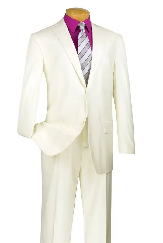 Color Vinci Men's Wool Feel Executive 2-Piece Suit - Solid Color