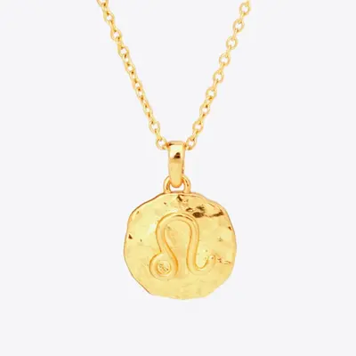 18K Gold Star Sign Zodiac Constellation Pendant Necklace - Circle