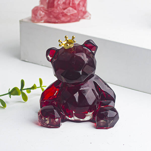Natural Jasper Crown Bear Display Decorations