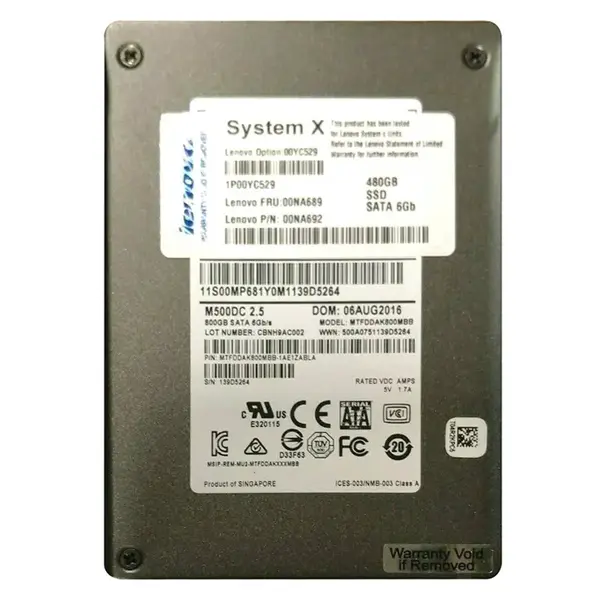 00NA692 IBM 480GB Multi-Level Cell SATA 6Gb/s 2.5-Inch Solid State Drive