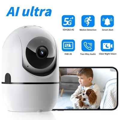 AI Ultra 2MP/3MP Smart AI Camera WiFi Pan-Tilt Security Camera with Human Detection 2-Way Audio IR Night Vision IP64 Cloud TF...