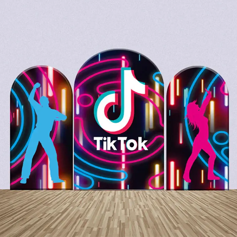 Tik Tok Pink Blue Shadow Birthday Arch Backdrop Kit - Aperturee