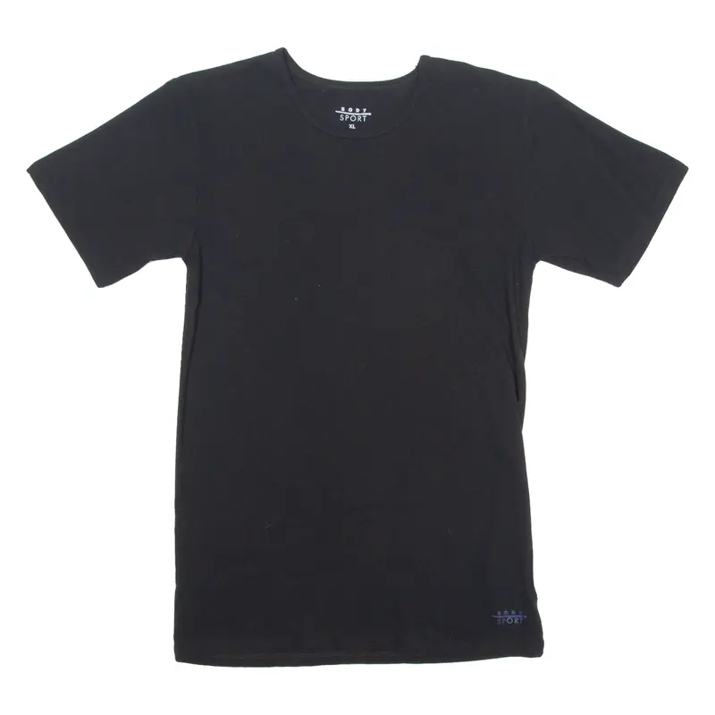 BODY SPORT Mens T-Shirt Black Crew Neck XL