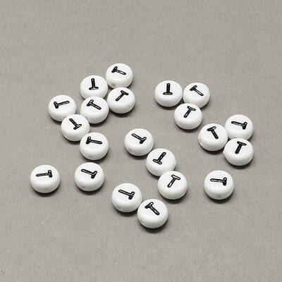 White and Black Acrylic Horizontal Hole Letter Beads