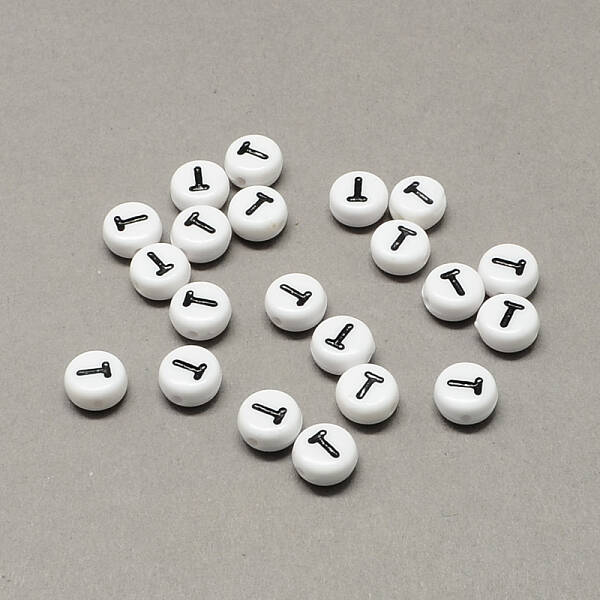 White and Black Acrylic Horizontal Hole Letter Beads