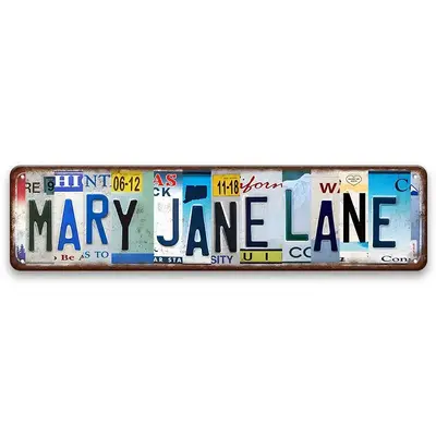 Vintage Mary Jane Lane Letter Pattern Metal Sign, Creative Wall Decor, Wall Art for Home, Room, Wall, Restaurant, Bar, Cafe, ...