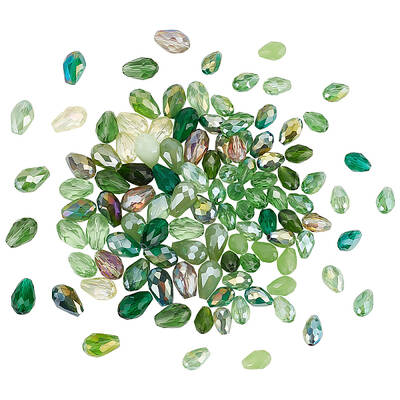 4Bags 2 Styles Transparent Glass Beads  Segmented Multi-color Beads