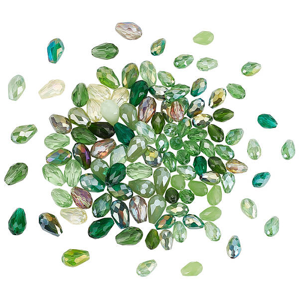 4Bags 2 Styles Transparent Glass Beads  Segmented Multi-color Beads