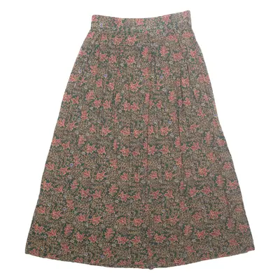NORTHINGTON ESSENTIALS Womens A-Line Skirt Green Midi Floral S