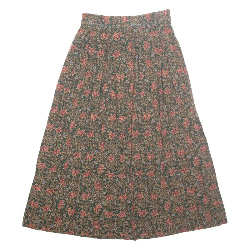 NORTHINGTON ESSENTIALS Womens A-Line Skirt Green Midi Floral S