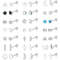 Jstyle Hypoallergenic Flat Back Stud Earrings for Women Surgical Stainless Steel Earrings Set for Sensitive Ears Cartilage Ea...