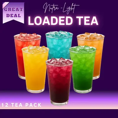 12 Premium Loaded Tea -Caffeinated Powder-Sugar Free-Hydration Powdered Beverage-Energy Drink Low Calories