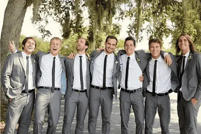 Gray Suit Black Tie